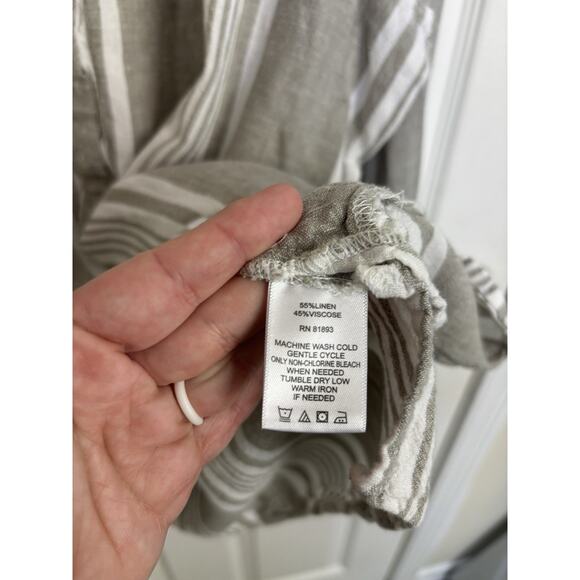 Linen Blend Resort Wear D&Co Striped Cover Up Top Size Large Coastal Beach - Picture 7 of 8